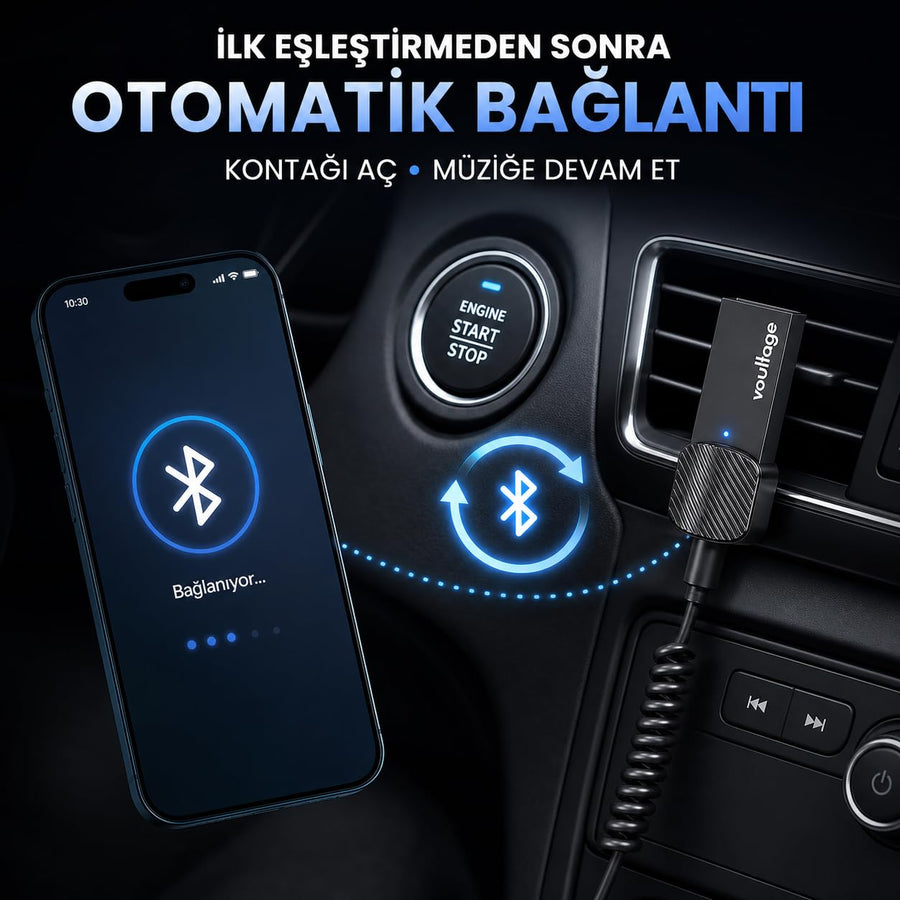 Voultage Bluetooth araç kitinde otomatik bağlantı özelliği