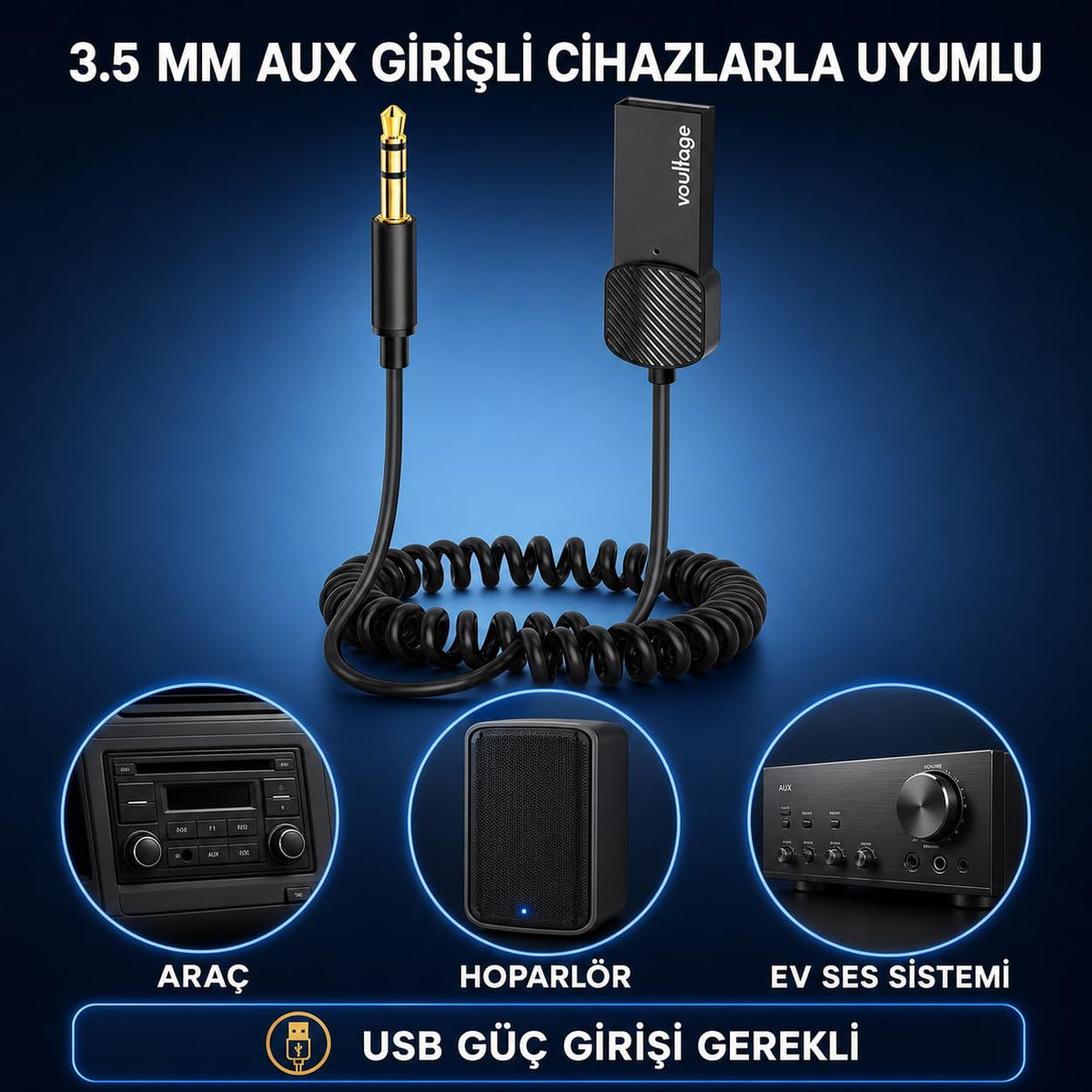 Voultage kitinin 3,5 mm AUX girişli cihazlarla uyumluluğu