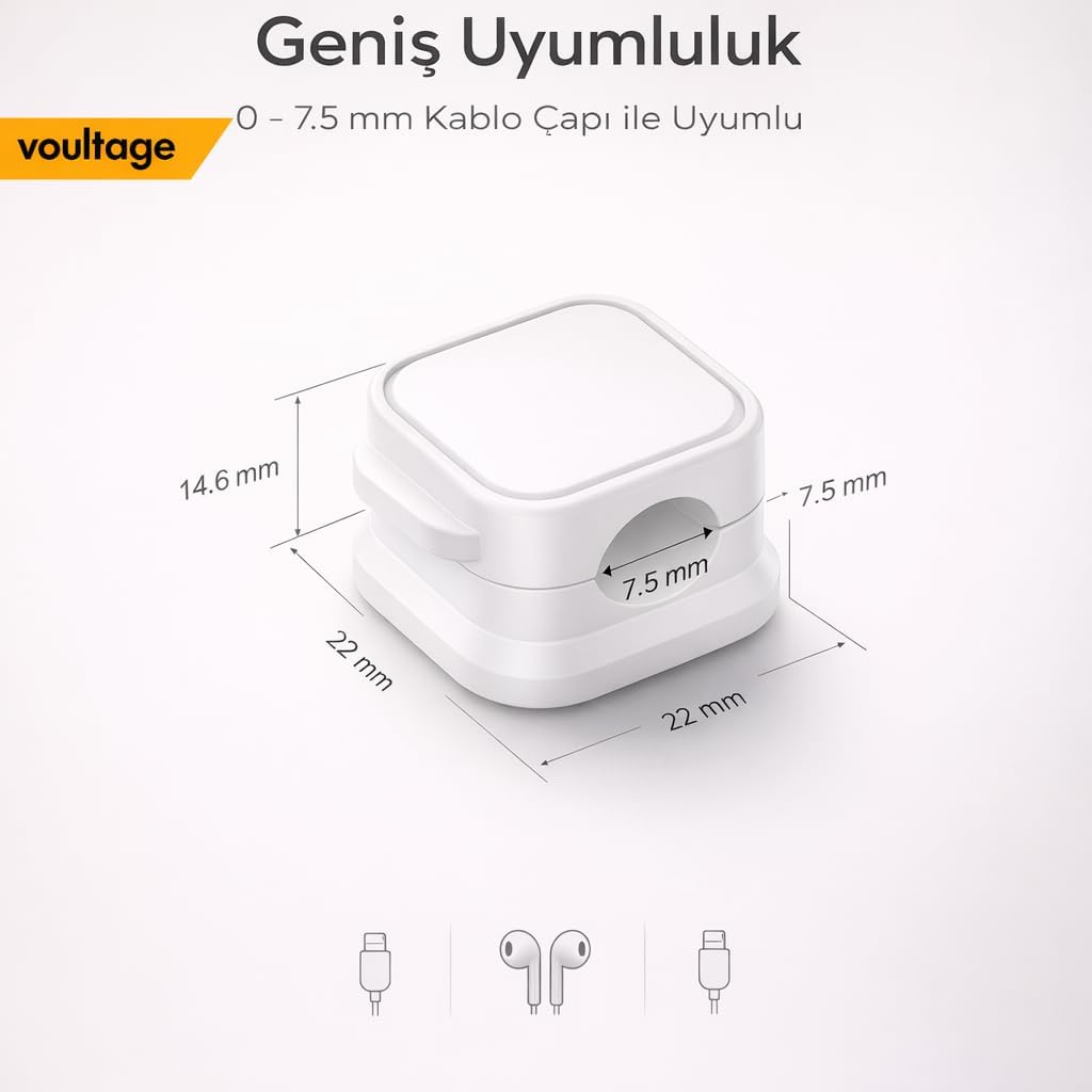 Voultage manyetik kablo düzenleyici beyaz – ürün detay görseli 4